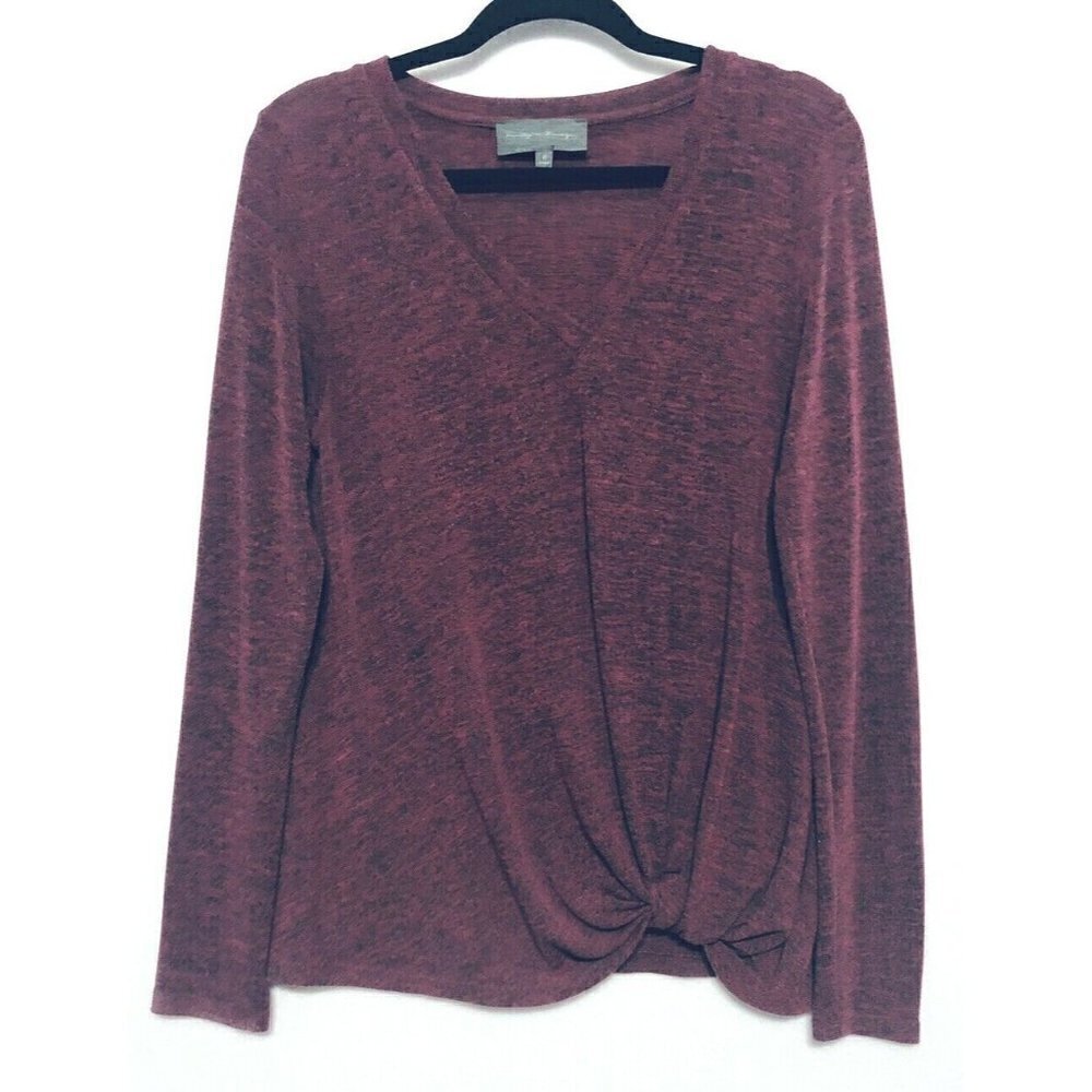 Anthropologie Sunday in Brooklyn Womens Small V Neck Pullover Sweater Twist Knot